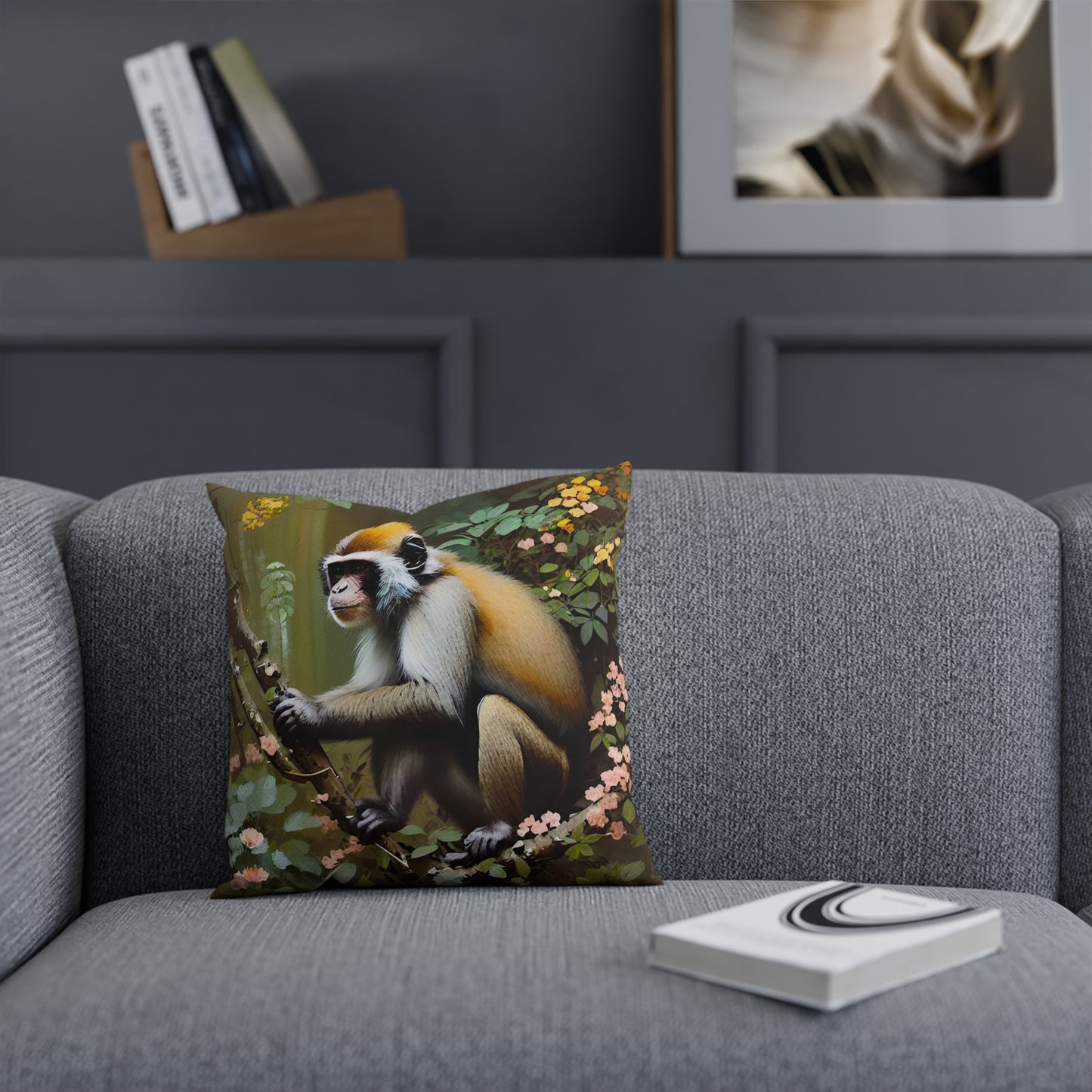 Botanical Jungle Monkey Throw Pillow