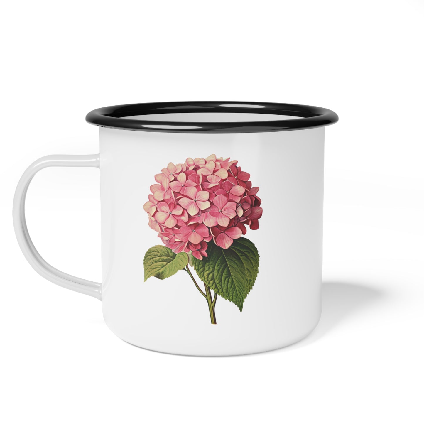 Pink Hydrangea Enamel Mug