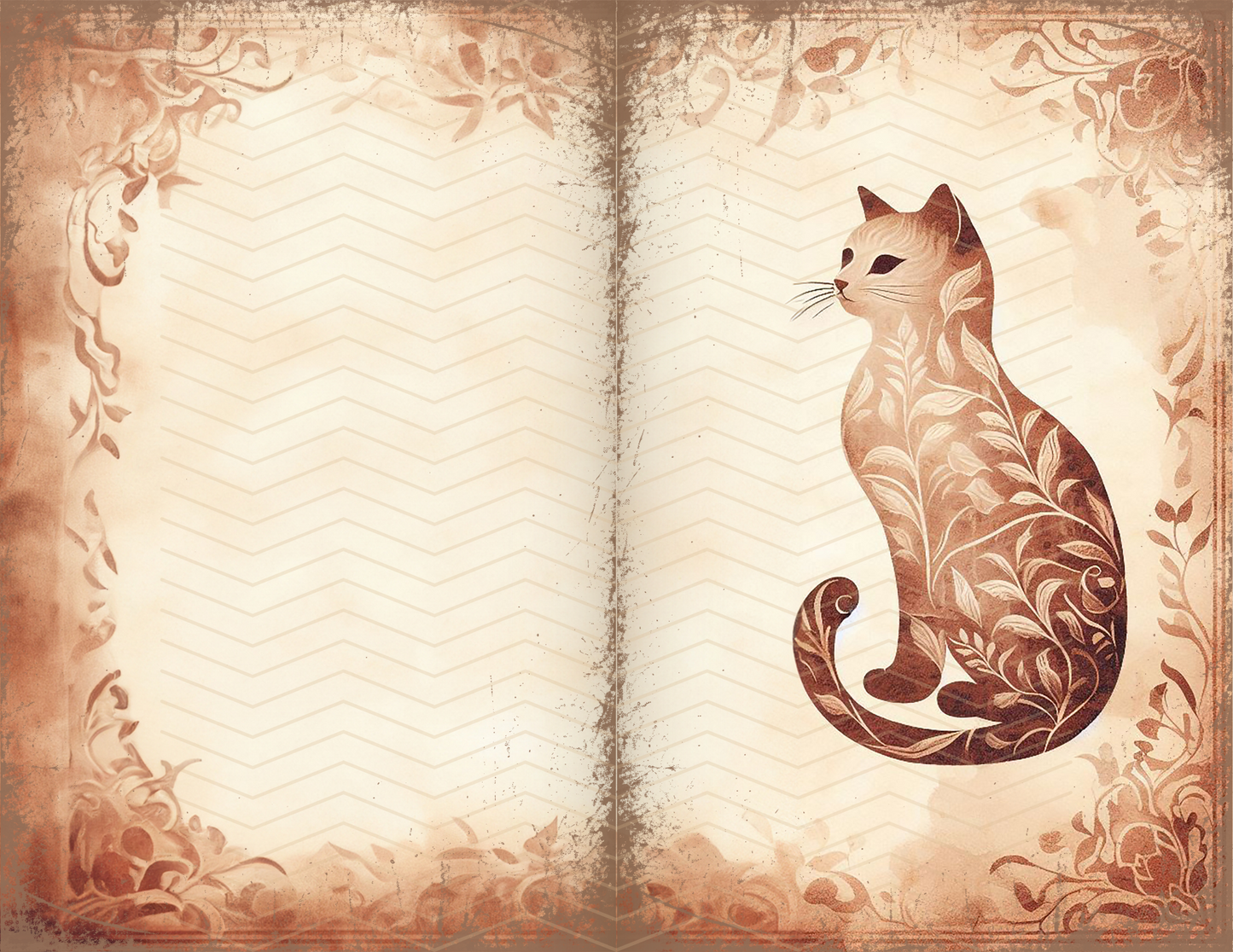 Vintage Cats Printable Aged Junk Journal Page Download Bundle