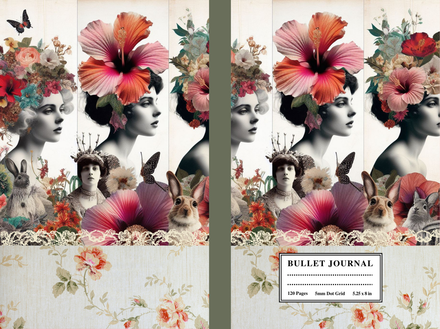 Floral Vintage Collage Soft Cover Bullet Journal