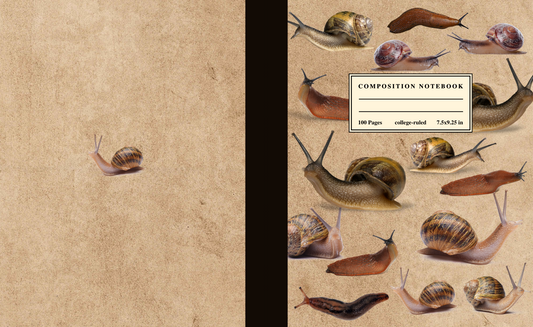 This snails and slugs themed notebook is a great daily companion whenever you need to take notes, write down ideas or list future dreams. Can be used at school, college, the office or at home. Makes a prefect gift for snail and slug lovers!  7.5" X 9.25" 100 White Pages Blank College Ruled Matte Cover