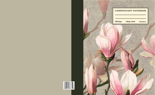 Composition Notebook College Ruled: Vintage Floral Botanical Illustration Design 7.5" X 9.25" Student Journal for School College Work or Home