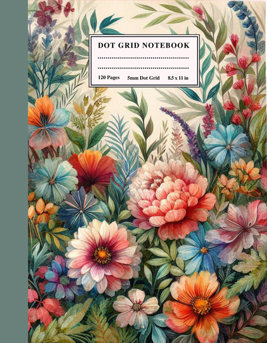 Floral Garden Soft Cover 8.5" X 11" Dot Grid Notebook