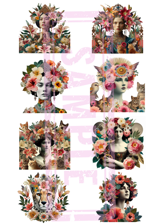 Vintage Floral Botanical Collage Cut Outs Printable A4 Sheet Creative Scrapbooking Art Journaling Digital Download