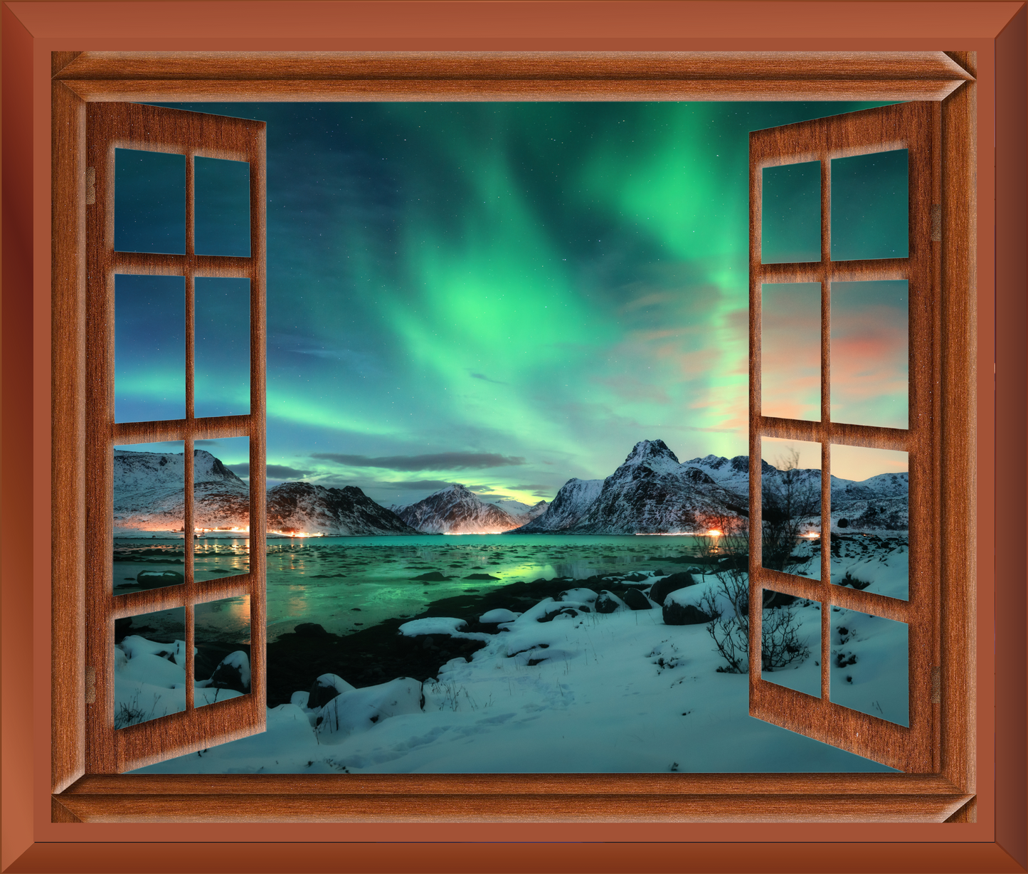 Northern Lights Window Wall Tapestry