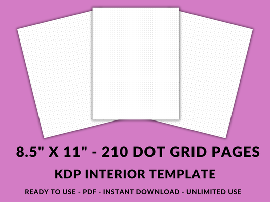 Amazon KDP 5mm Dot Grid Interior Template 8.5" x 11" Digital Download Paper 210 Bullet Journal Dotted Pages