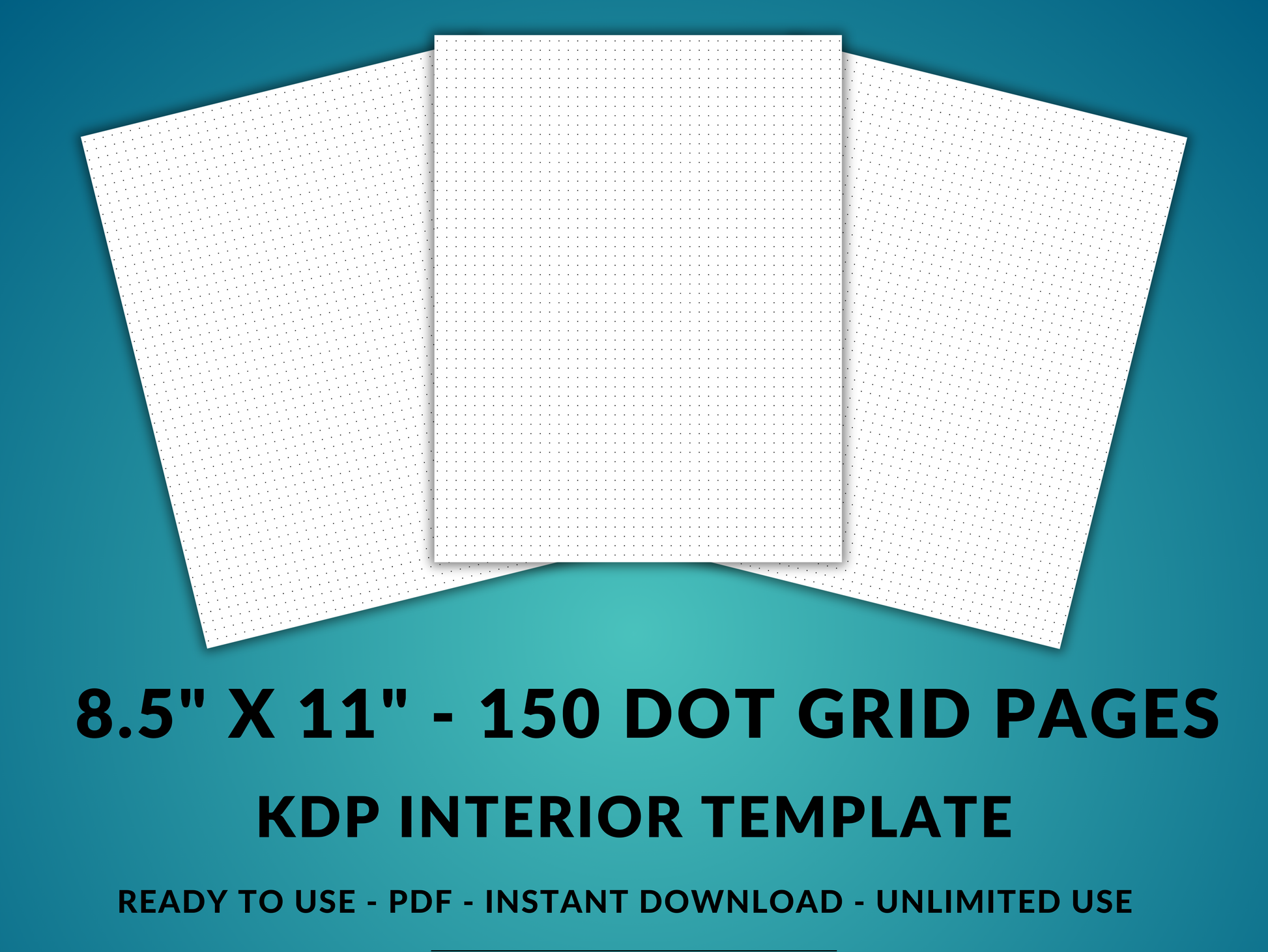 Amazon KDP 5mm Dot Grid Interior Template 8.5" x 11" Digital Download Paper 150 Bullet Journal Dotted Pages