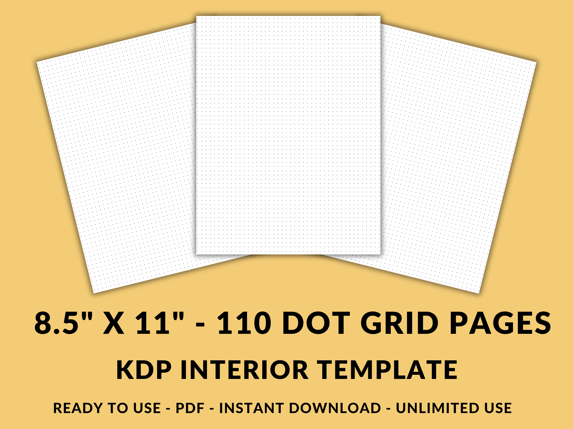 Amazon KDP 5mm Dot Grid Interior Template 8.5" x 11" Digital Download Paper 110 Bullet Journal Dotted Pages