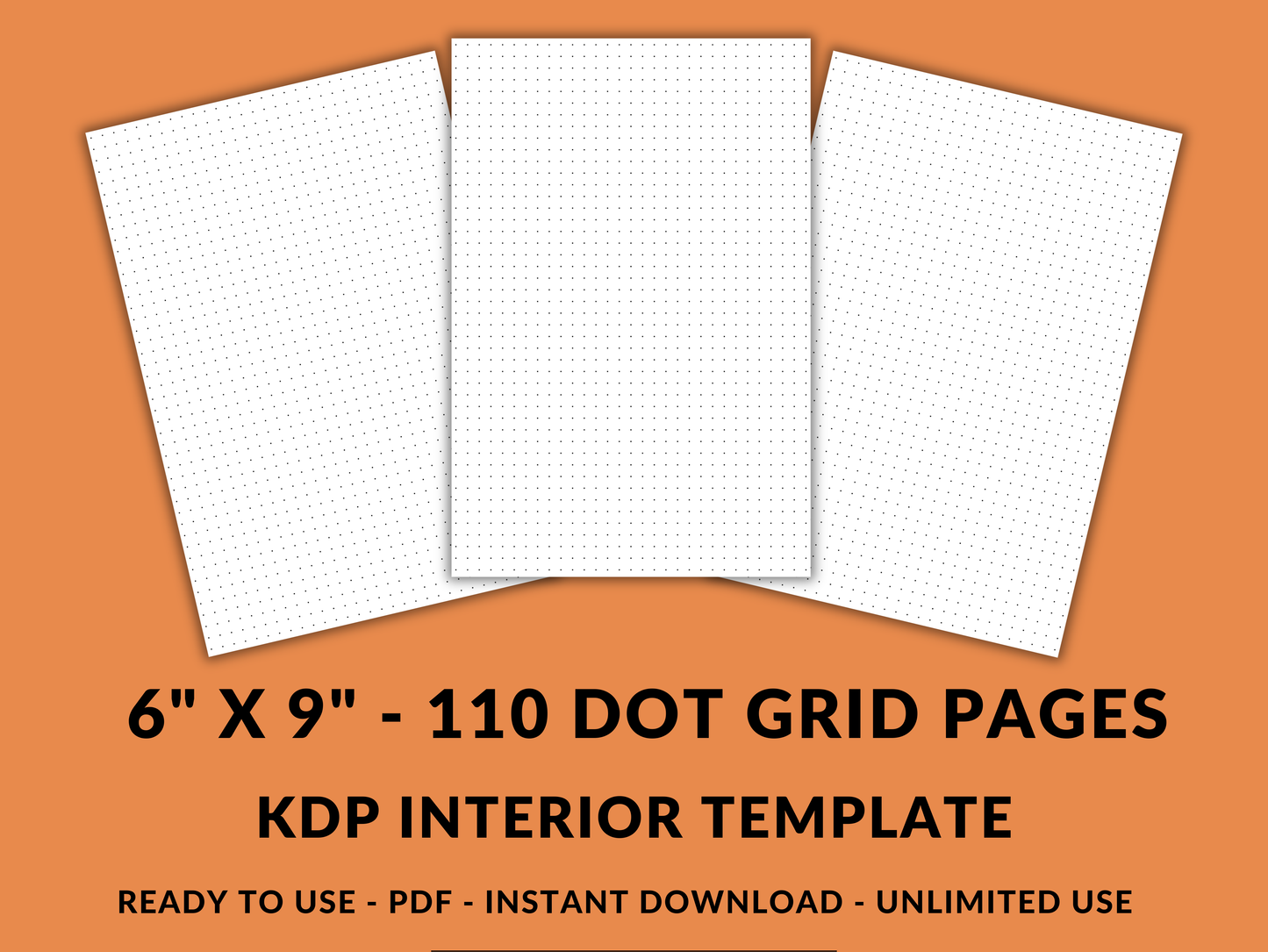 Amazon KDP 5mm Dot Grid Interior Template 6" x 9 Digital Download Paper 110 Bullet Journal Dotted Pages