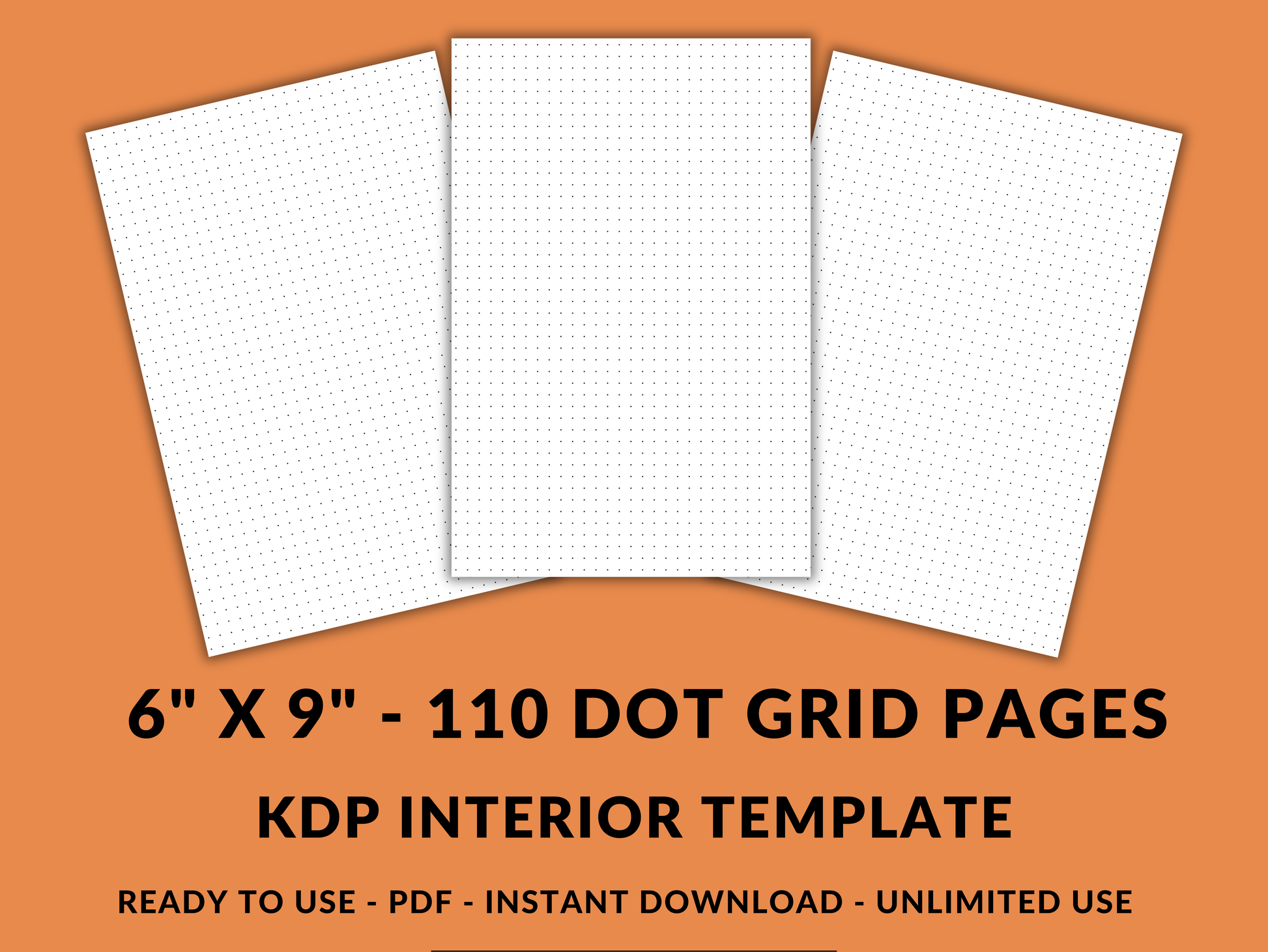 Amazon KDP 5mm Dot Grid Interior Template 6" x 9 Digital Download Paper 110 Bullet Journal Dotted Pages