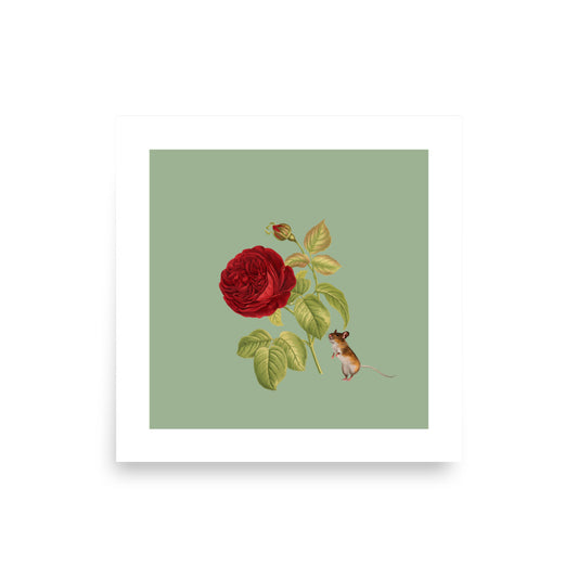 Red Rose Mouse Art Poster