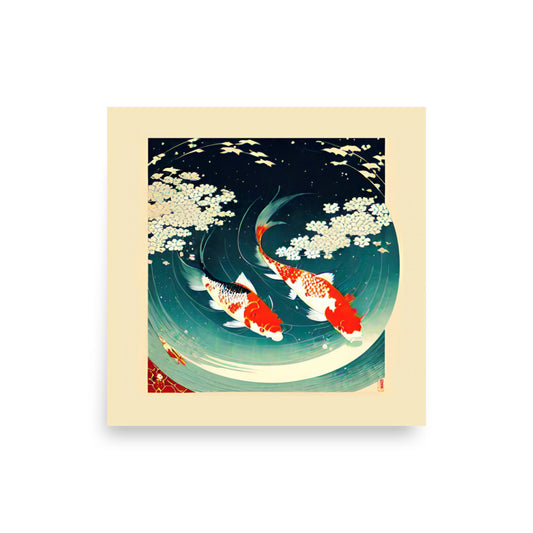 Two Koi Fish Art Poster
